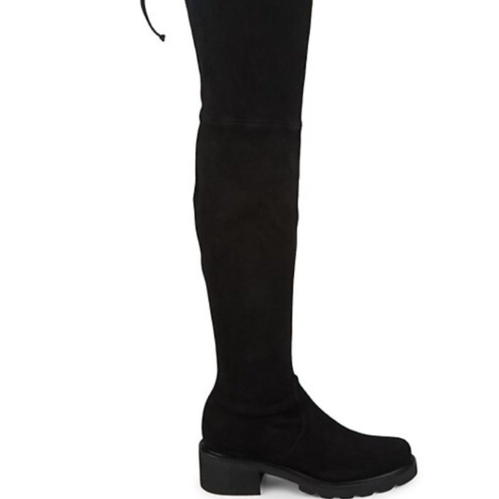 Stuart Weitzman Flannery Over-the-Knee Stretch Suede Boot, Black sz 9